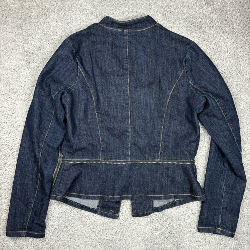 Nicki Minaj Jacket Womens Large Moto Jean Jacket Denim Dark Streetwear Night Out - Picture 4 of 4